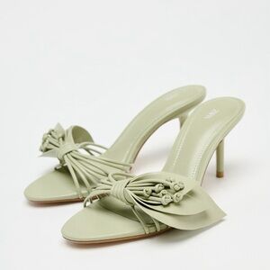 Zara Sage Green Heeled Sandals